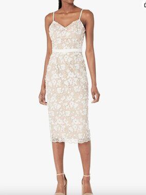 darleen v neck embroidered mesh cocktail dress dress the population Ladivine CC0238 Elegant Embellished Formal Gown – Mia Bella Couture main image 1